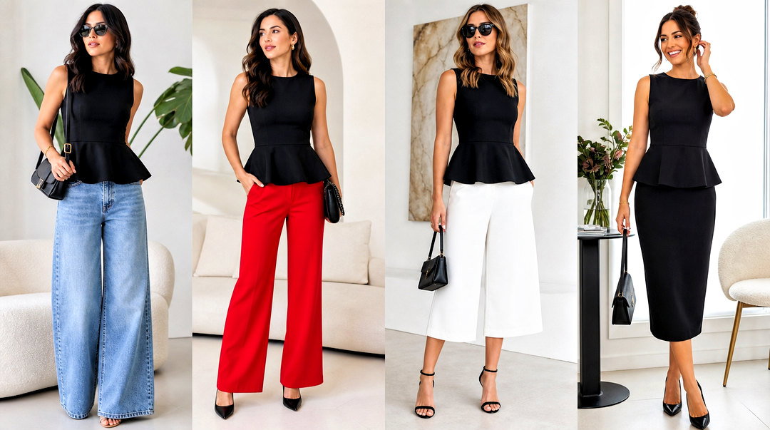 20 Black Peplum Top Summer Outfits for Polished Style