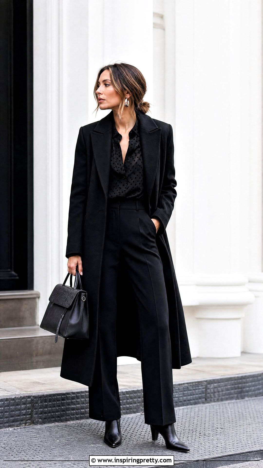 Black Polka Dot Top With All Black Pieces - 50 black polka dot top outfit ideas