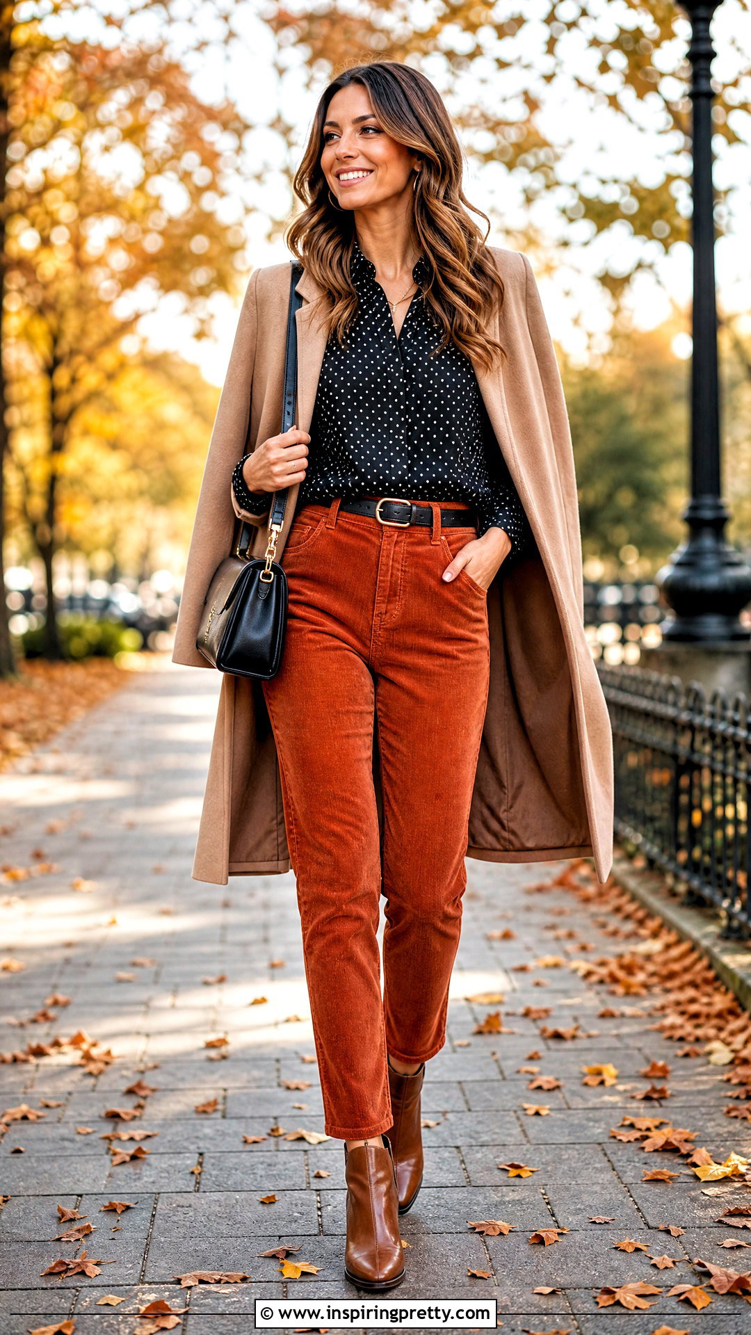 Black Polka Dot Top With Corduroy Pants - 50 black polka dot top outfit ideas