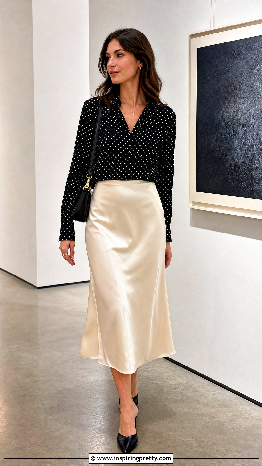 Black Polka Dot Top With Slip Skirt - 50 black polka dot top outfit ideas