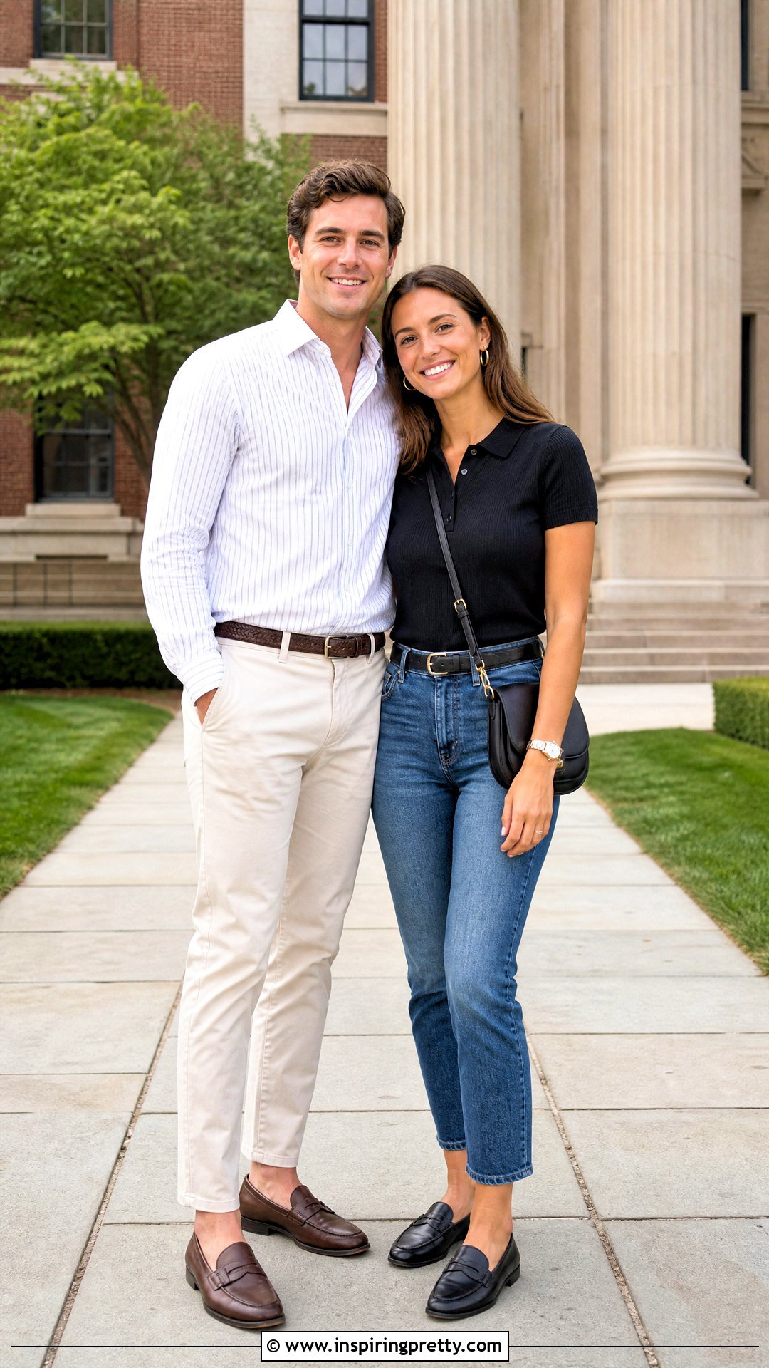 Black Polo Top And Cropped Jeans Engagement Outfit - 25 black top and jeans engagement photos