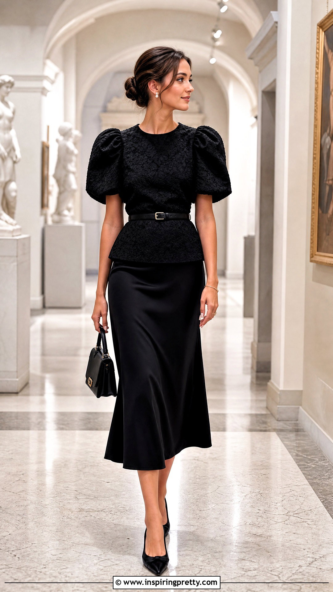 Black Puff Sleeve Top With A Black Midi Skirt - 20 Black Puff Sleeve Top On Hanger ideas