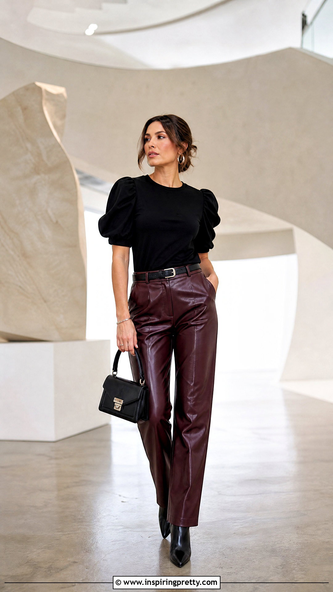 Black Puff Sleeve Top With Leather Pants - 20 Black Puff Sleeve Top On Hanger ideas