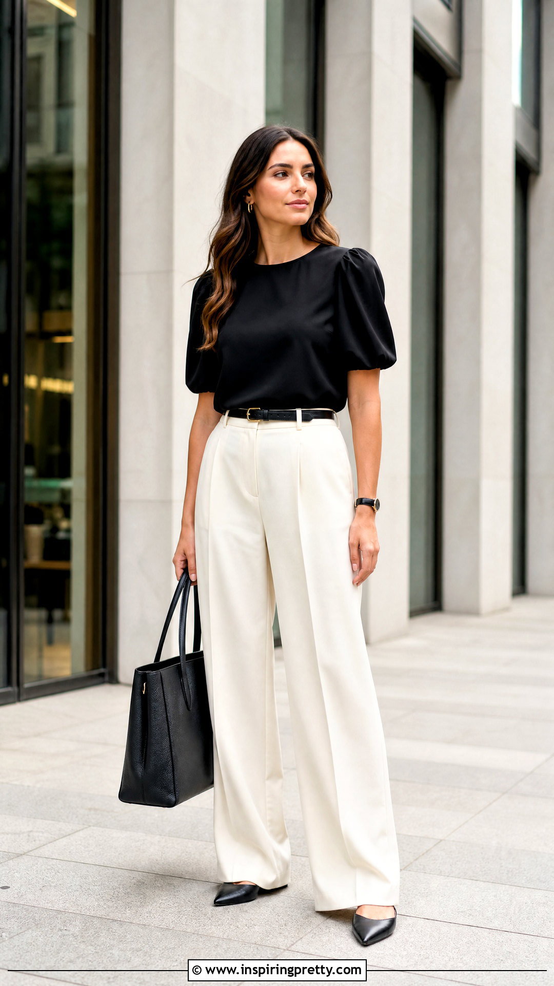 Black Puff Sleeve Top With Wide Leg Trousers - 20 Black Puff Sleeve Top On Hanger ideas