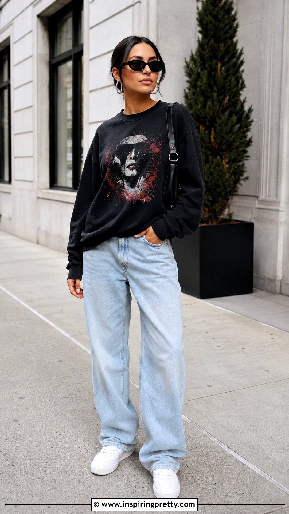 Black Radio Silence Top With Baggy Jeans And Sneakers - 20 Black Radio Silence Top Outfit ideas