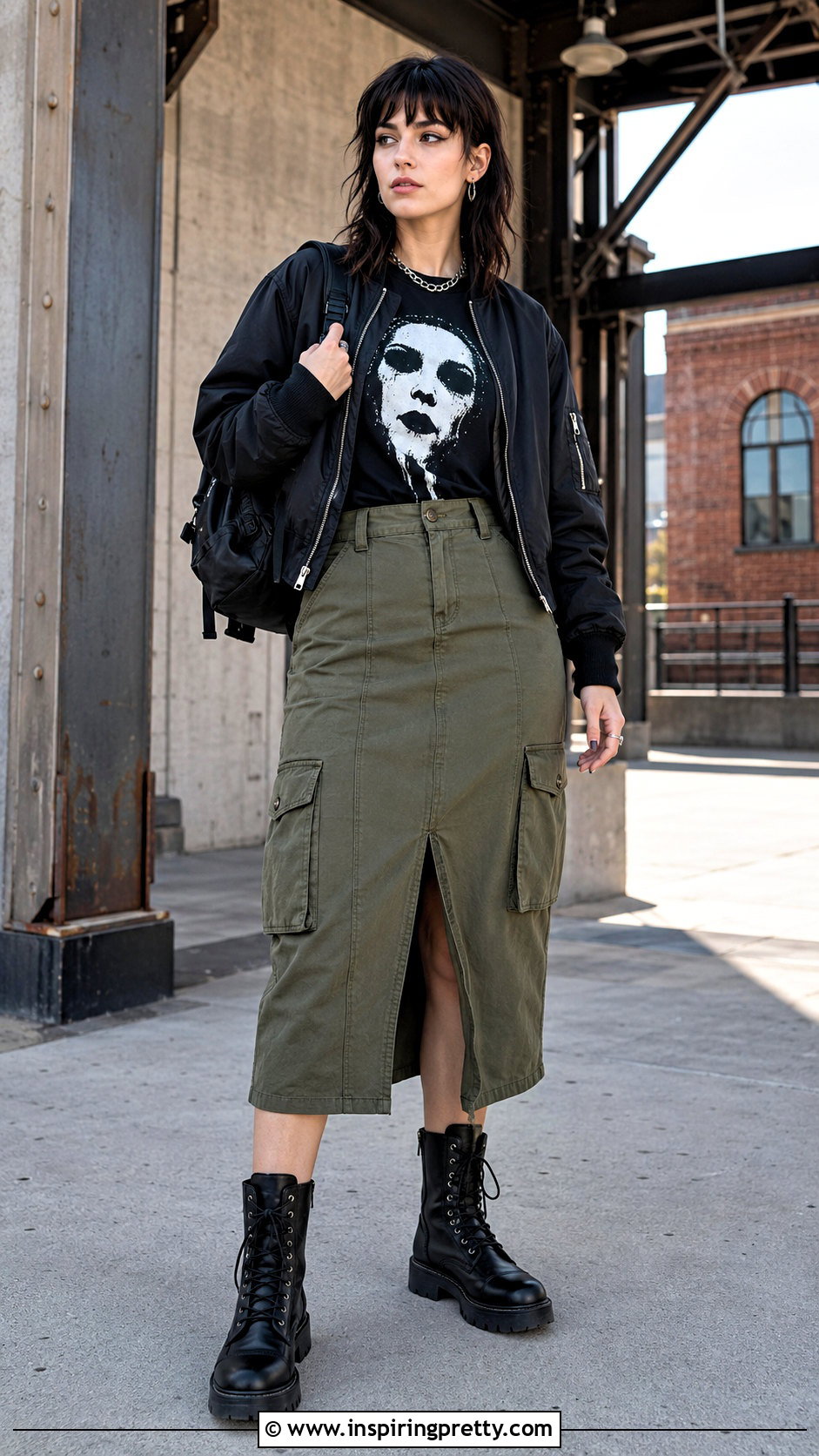 Black Radio Silence Top With Utility Skirt And Combat Boots - 20 Black Radio Silence Top Outfit ideas