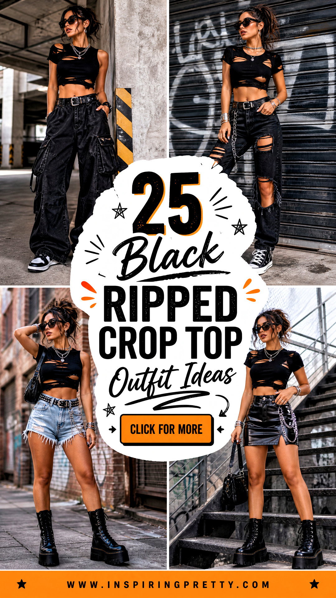 25 Black Ripped Crop Top Outfit Ideas for Edgy Weekend Looks - 25 Black Ripped Crop Top Outfit Ideas for Edgy Weekend Looks