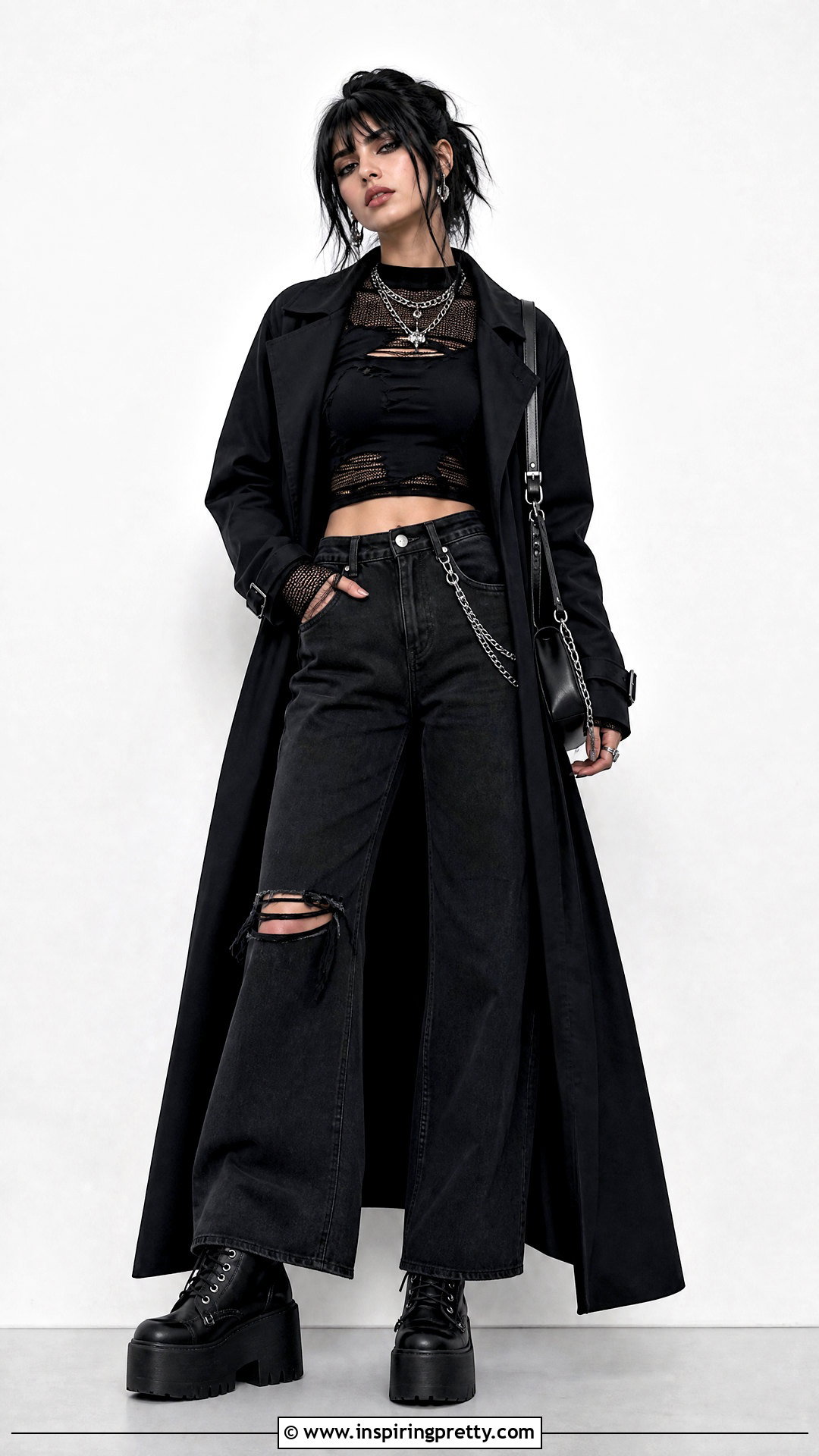Black Ripped Crop Top Over A Mesh Long Sleeve Top - 25 black ripped crop top outfit ideas
