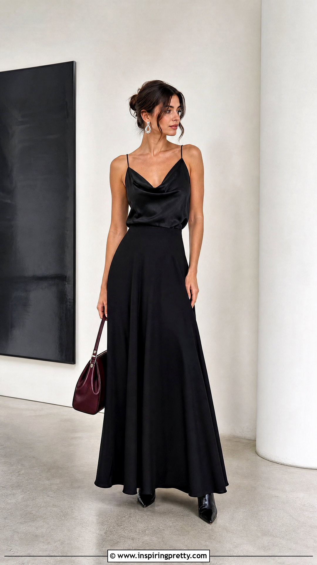 Black Satin Top With Black Maxi Skirt - 50 black satin top outfit ideas