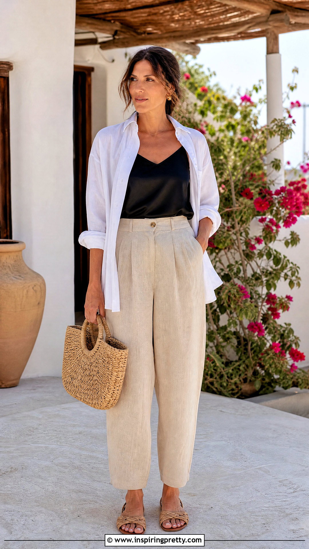 Black Satin Top With Linen Pants - 50 black satin top outfit ideas