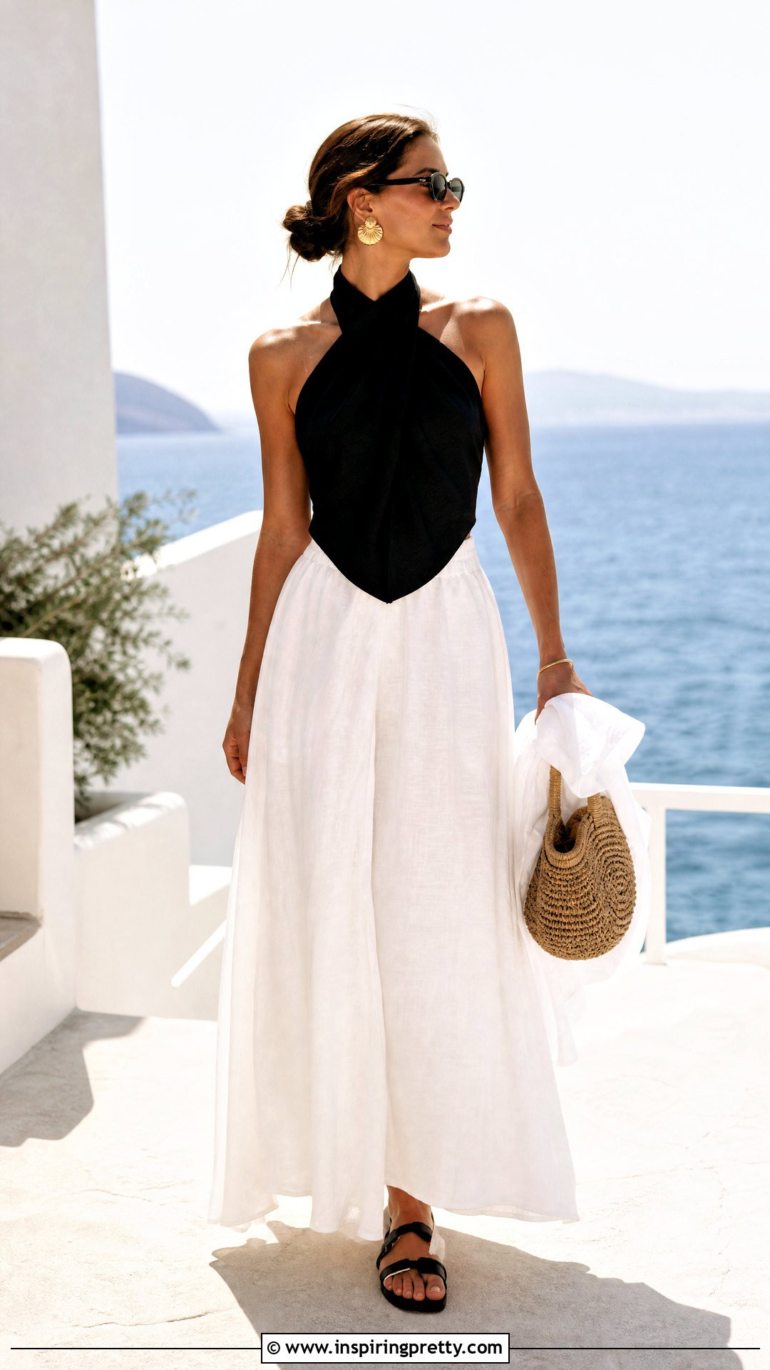 Black Scarf Top With White Maxi Skirt - 20 tying a scarf into a top outfit ideas