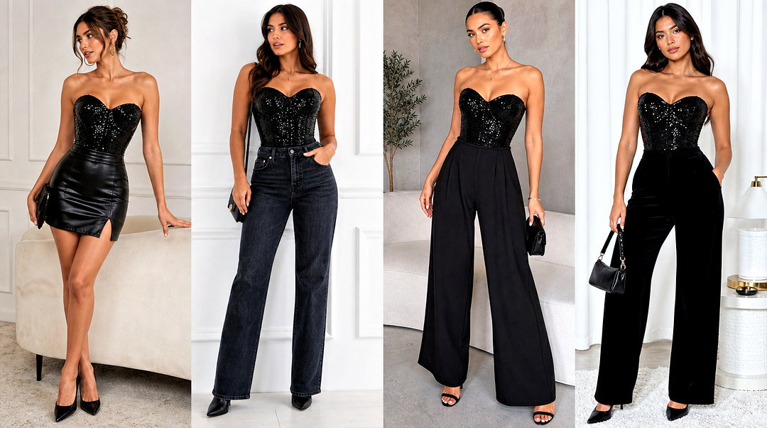 25 Black Sequin Corset Top Outfit Ideas for Party Nights