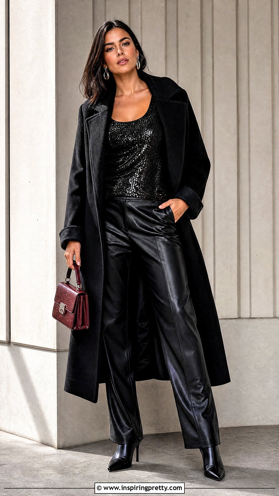 Black Sequin Tank Top With Leather Pants - 20 black sequin tank top outfit ideas