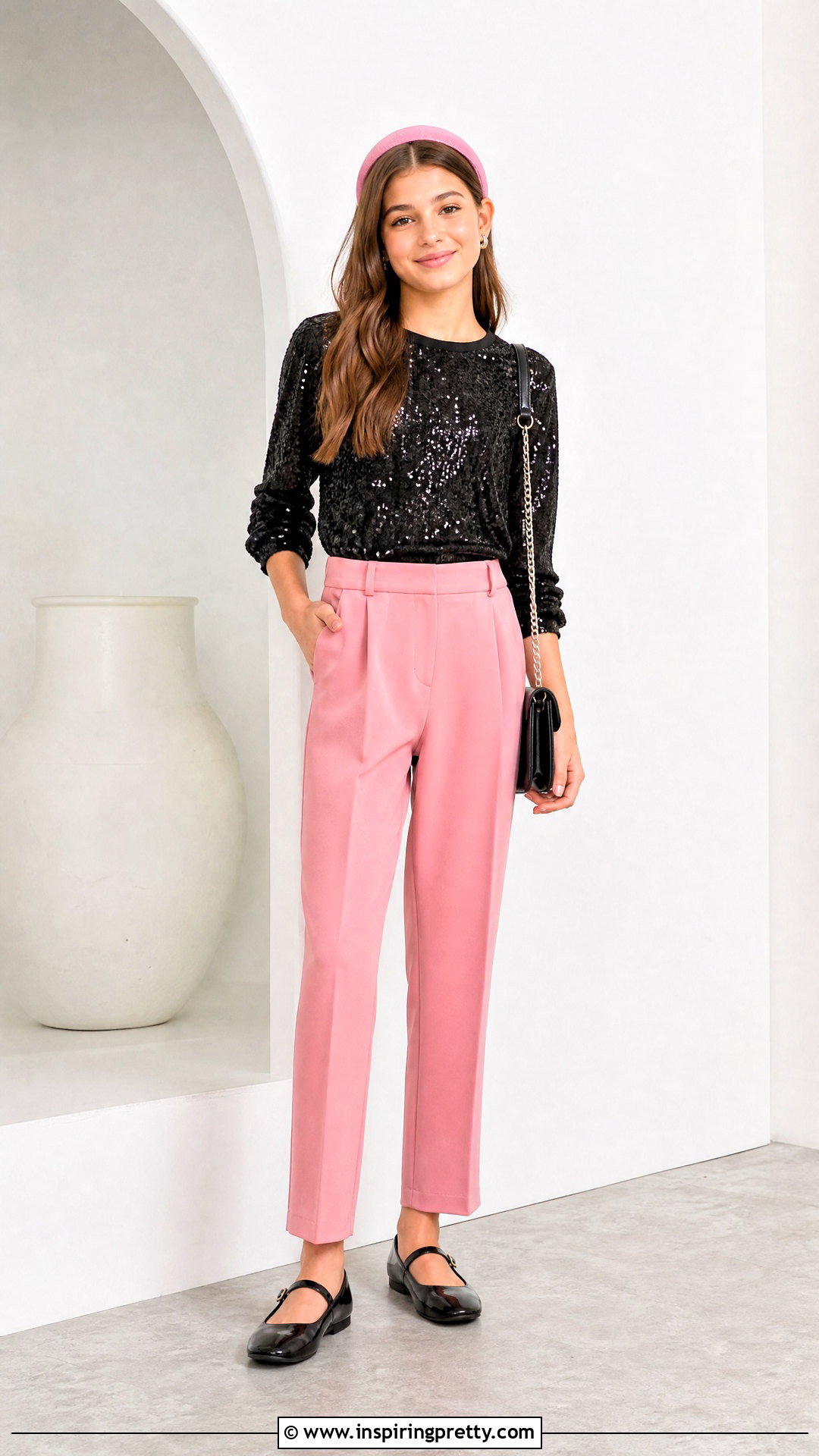 Black Sequin Top With Pink Trousers - 20 sequin tops for girls