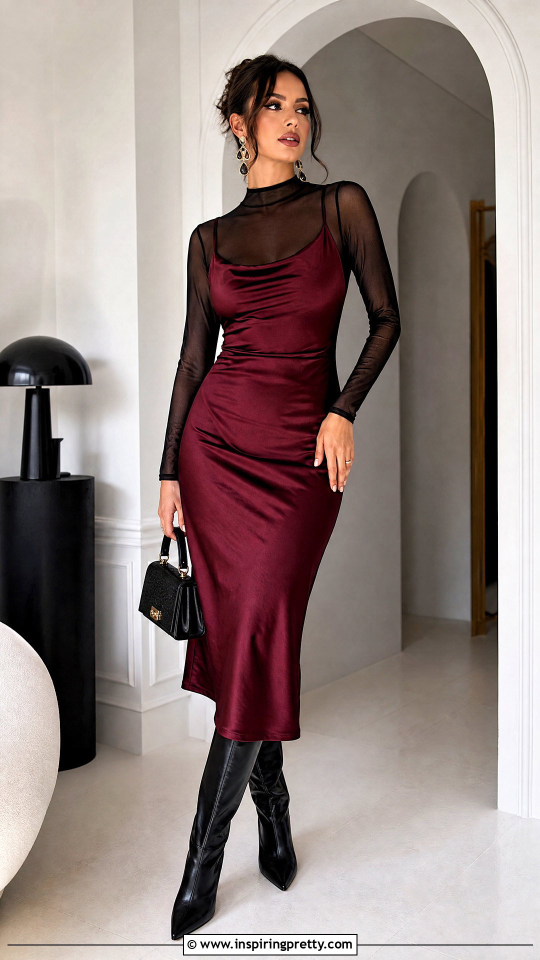 Black Sheer Top Under A Slip Dress - 20 black sheer top fashion ideas