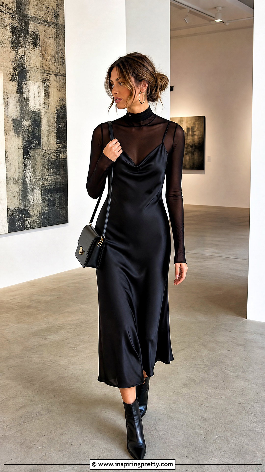 Black Sheer Top Under Black Slip Dress - 20 Sheer Top Under Slip Dress outfit ideas