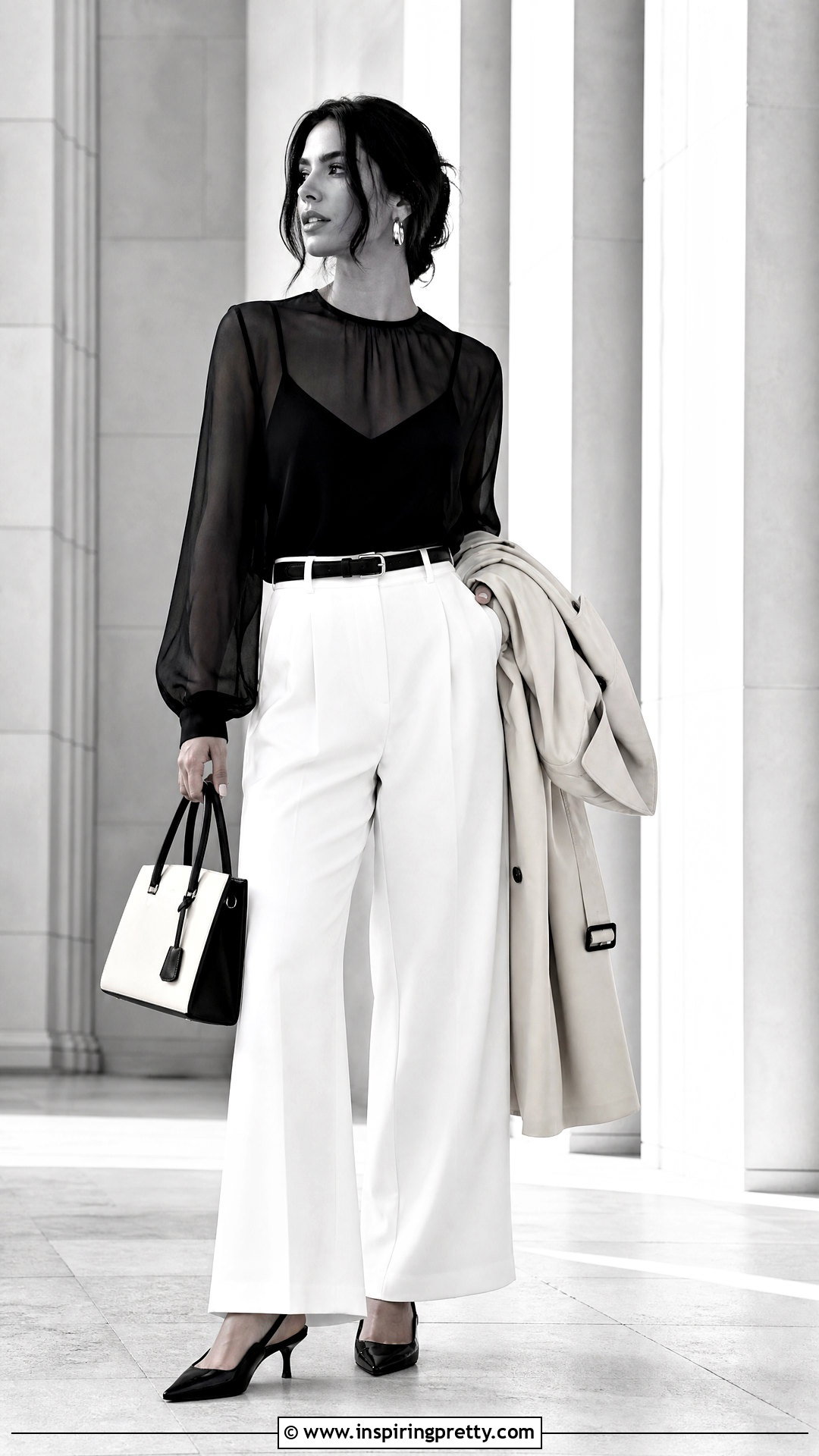 Black Sheer Top With A Black And White Outfit - 50 black sheer top outfit ideas