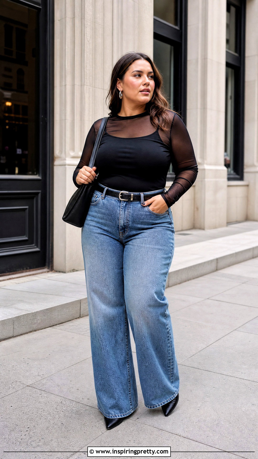 Black Sheer Top With Wide Leg Jeans - 20 black sheer top fashion ideas