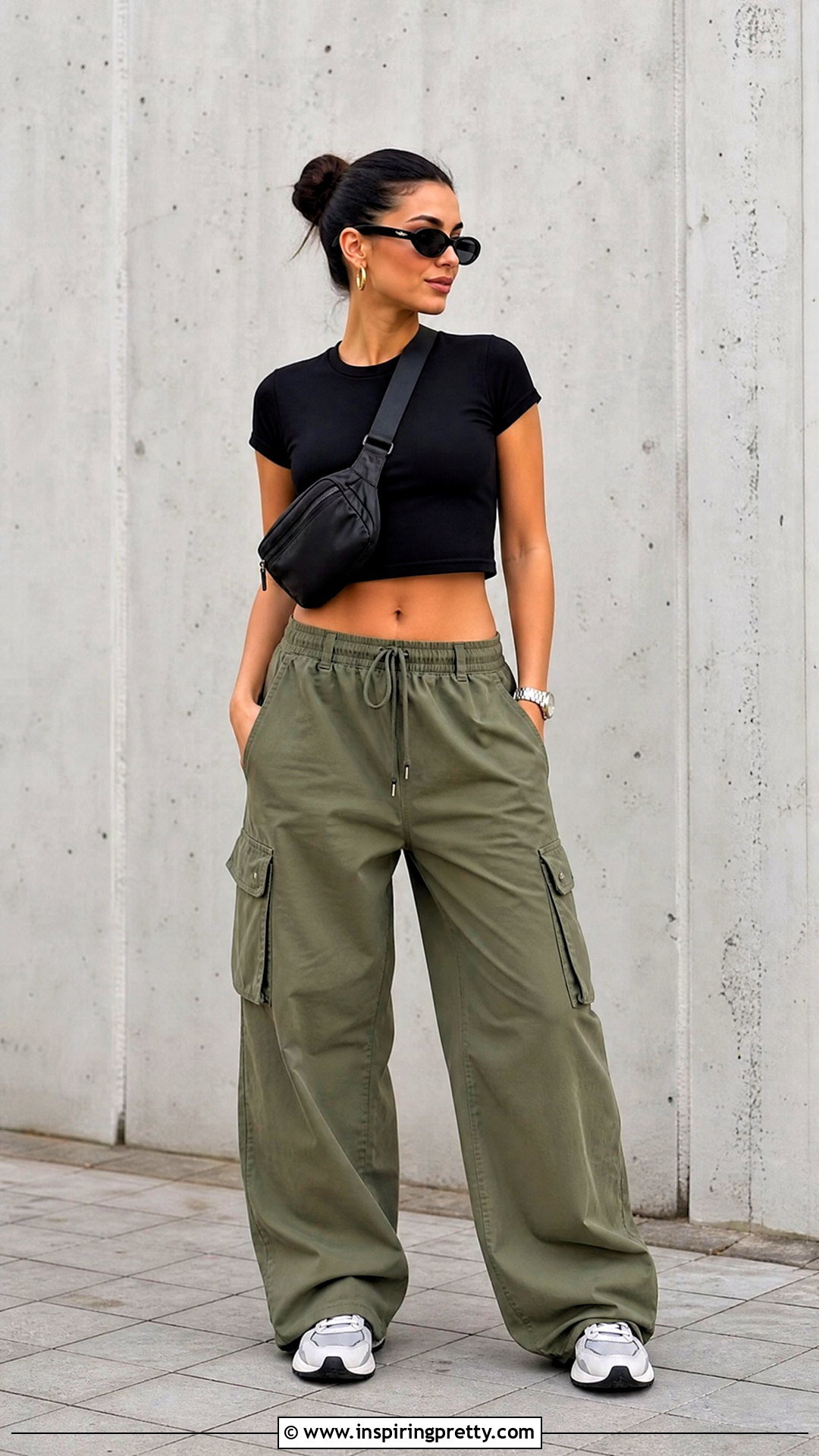 Black Short T Shirt With Cargo Pants - 50 short tops for women