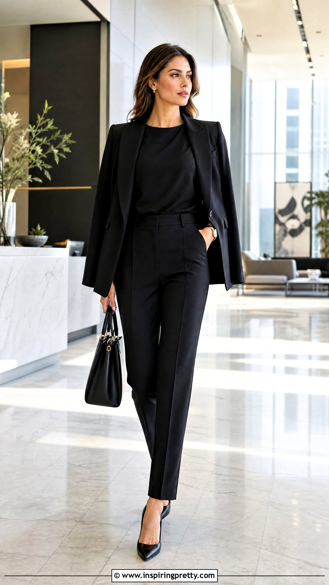 Black Shoulder Pad Top With Suit Trousers And Blazer - 20 Black Shoulder Pad Top outfit ideas