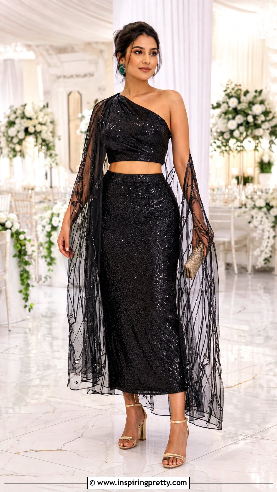 Black Skirt And Crop Top For Cocktail Wedding - 50 skirt and crop top indian weddings