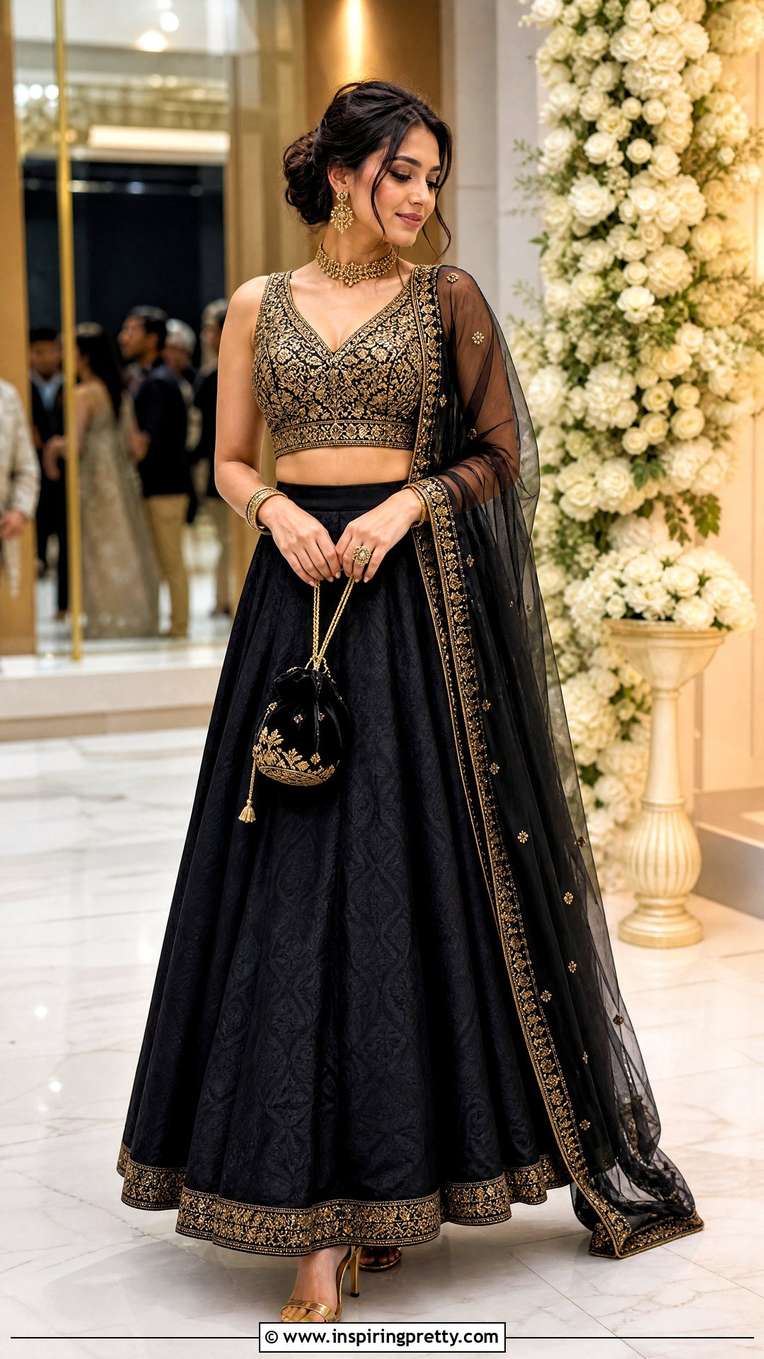 Black Skirt With Gold Traditional Top - 50 traditional skirt and top outfits