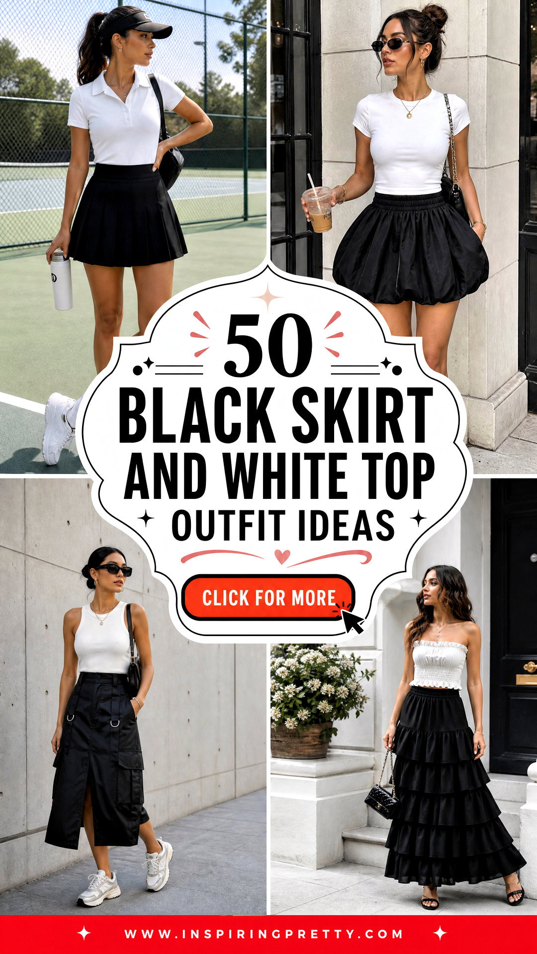 50 Black Skirt and White Top Outfit Ideas for Chic Events - 50 Black Skirt and White Top Outfit Ideas for Chic Events