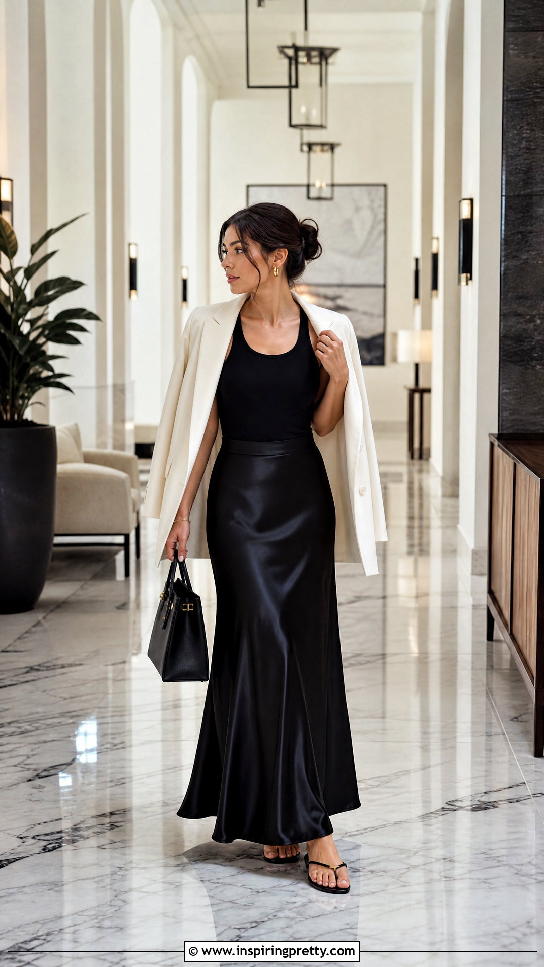 Black Sleeveless Top With A Black Slip Skirt - 50 black sleeveless top outfit ideas