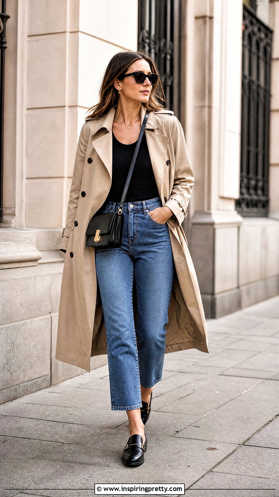 Black Sleeveless Top With Jeans And A Trench Coat - 50 black sleeveless top outfit ideas