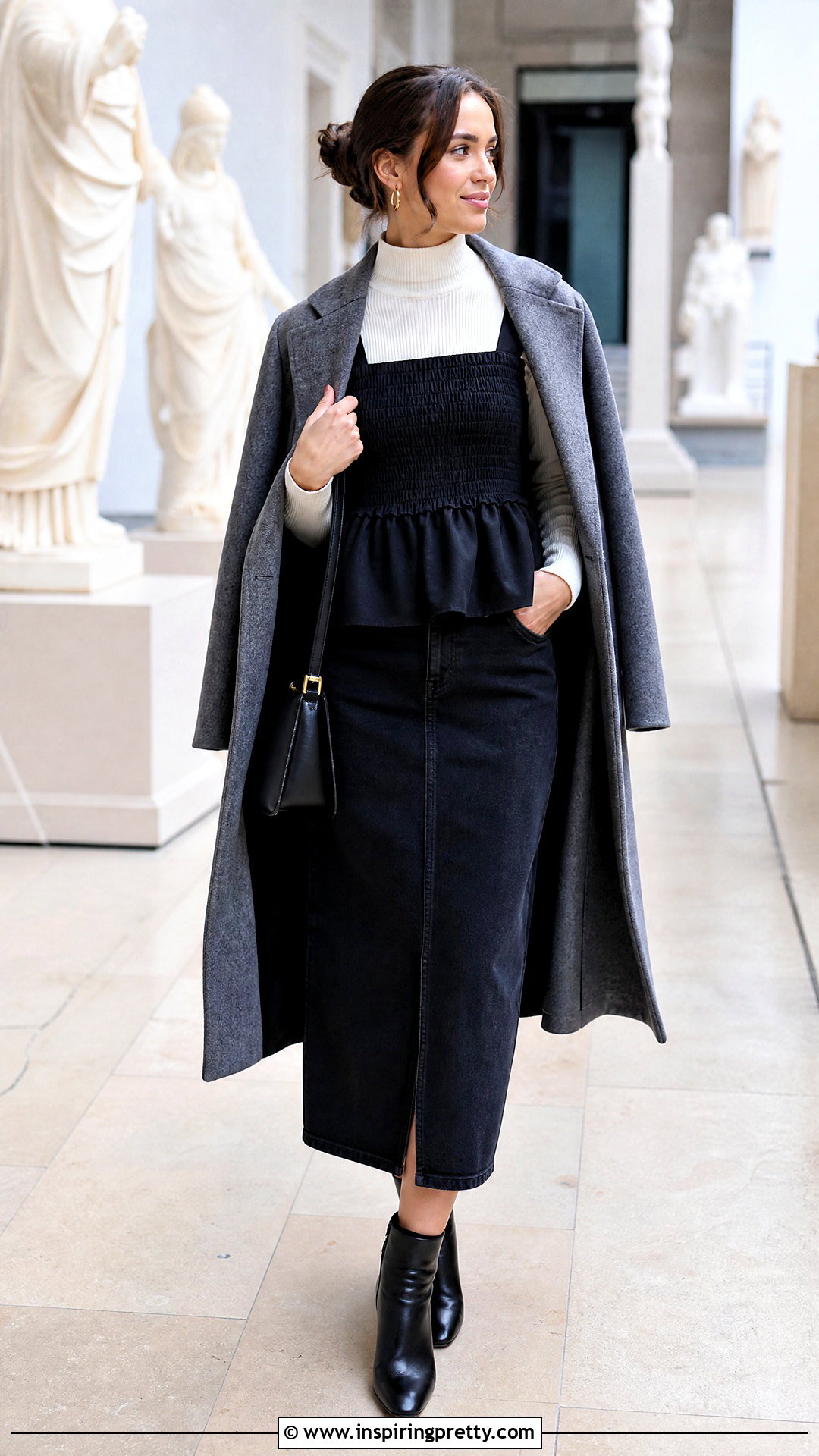 Black Smock Top Over A Fitted Turtleneck - 25 Black Smock Top outfit ideas