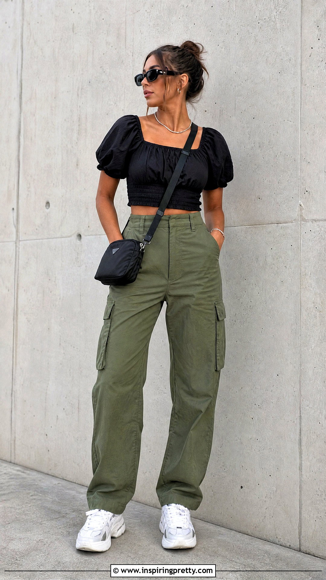 Black Smock Top With Cargo Pants - 25 Black Smock Top outfit ideas