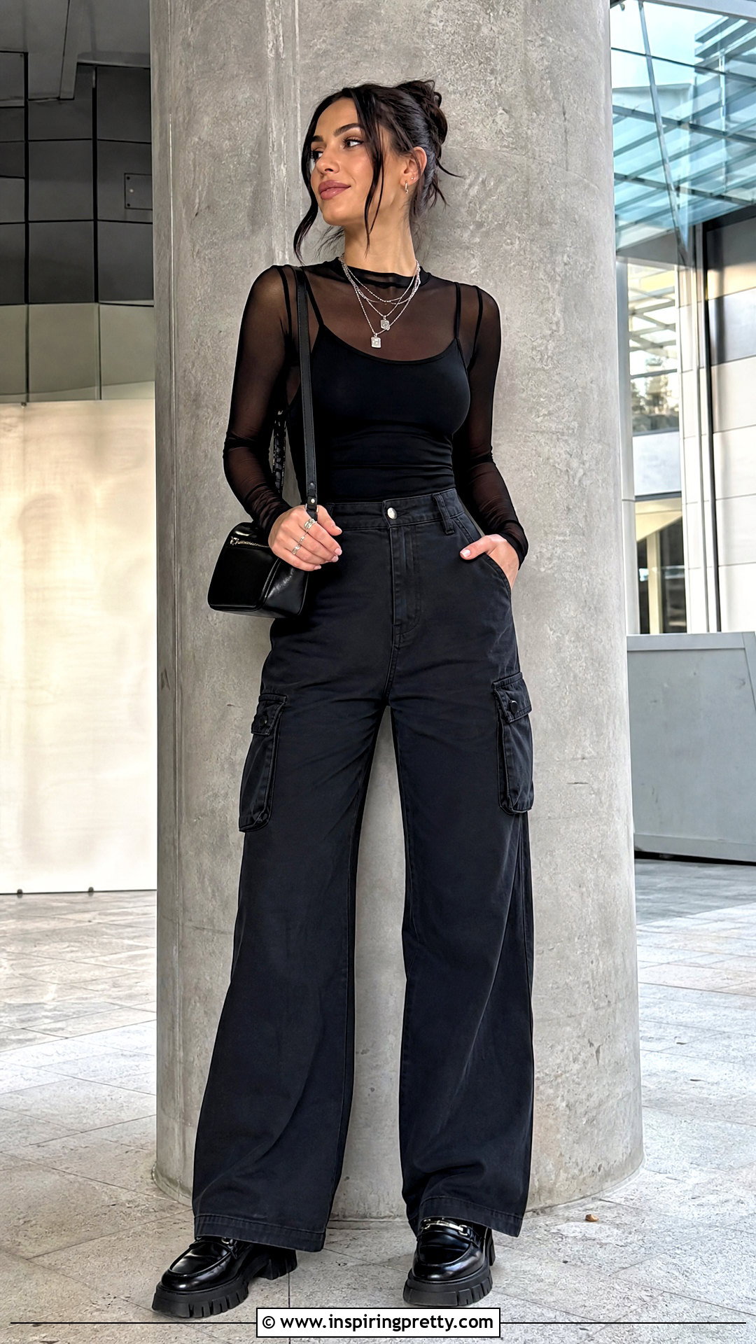 Black Spaghetti Strap Top Over A Mesh Long Sleeve Top - 50 black spaghetti strap top outfit ideas