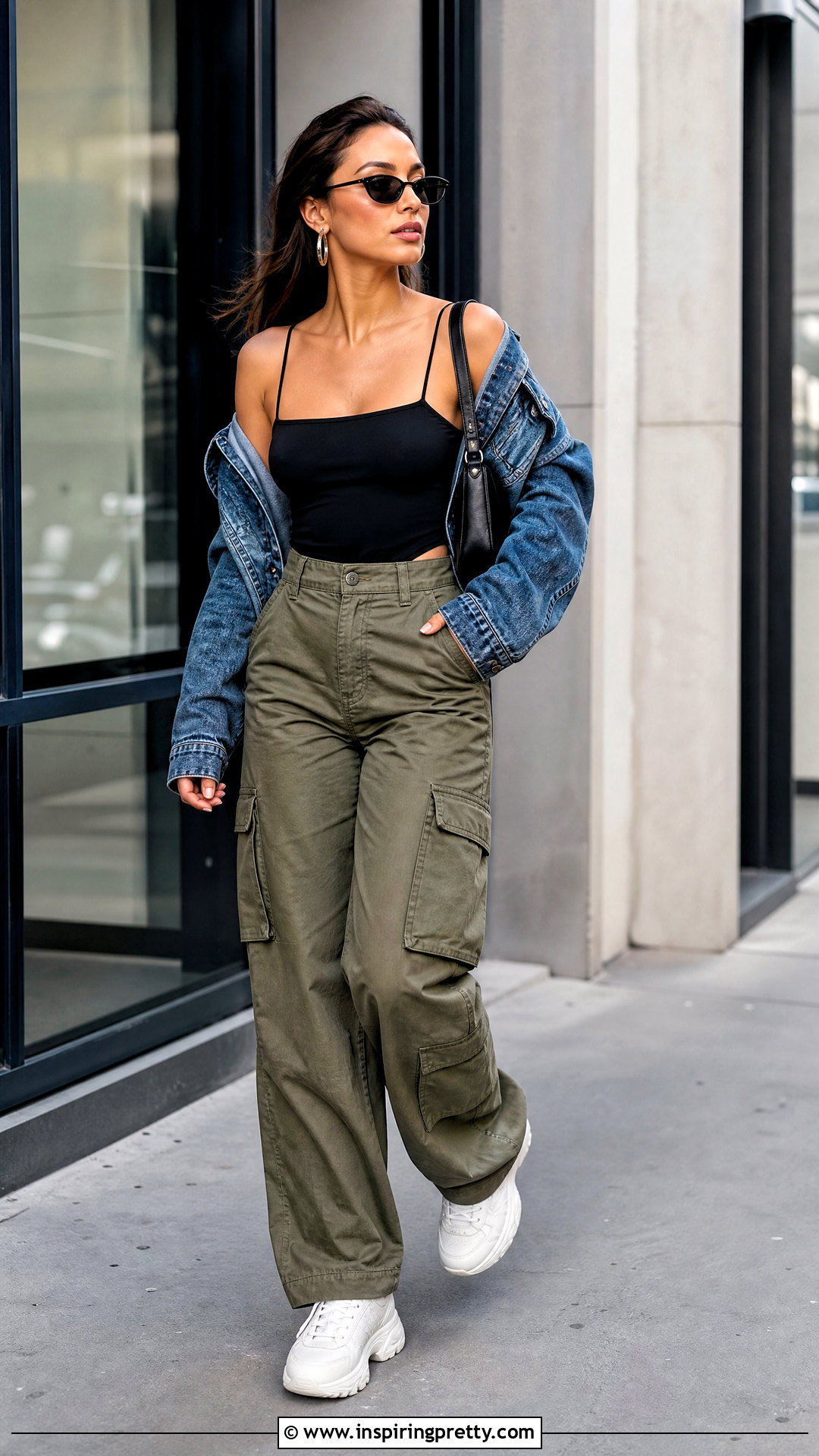 Black Spaghetti Strap Top With Cargo Pants - 50 black spaghetti strap top outfit ideas