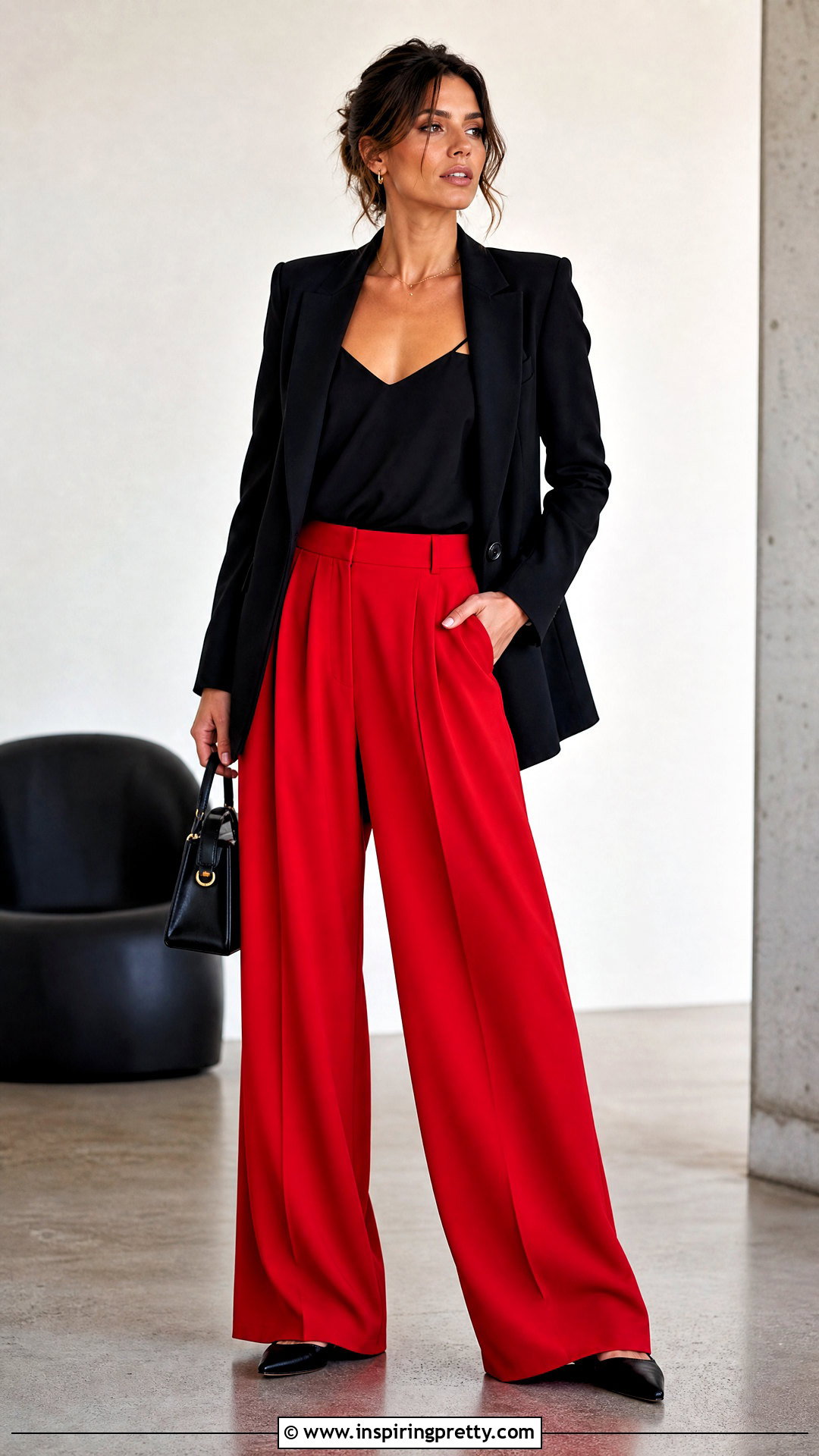 Black Spaghetti Strap Top With Red Pants - 50 black spaghetti strap top outfit ideas