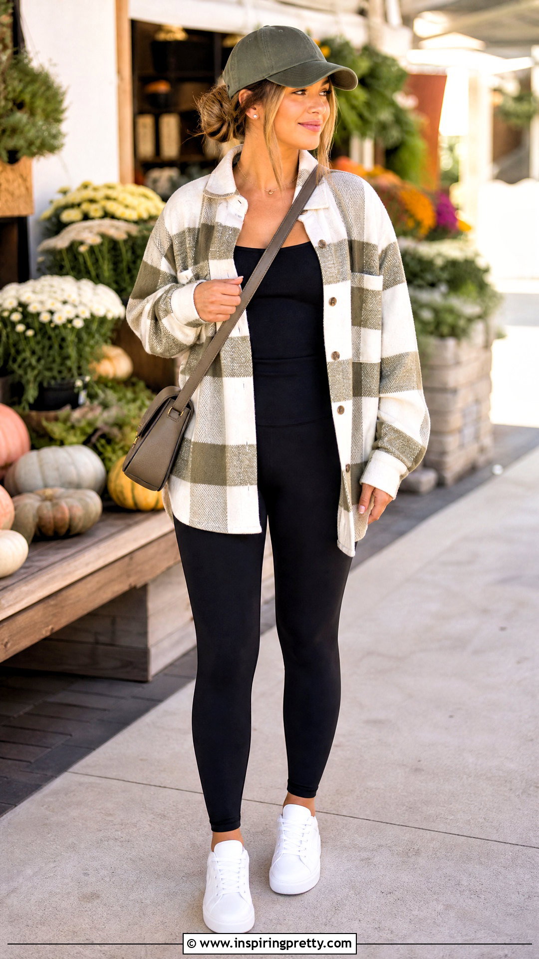 Black Square Neck Top With Plaid Shacket And Leggings - 50 black square neck top outfit ideas