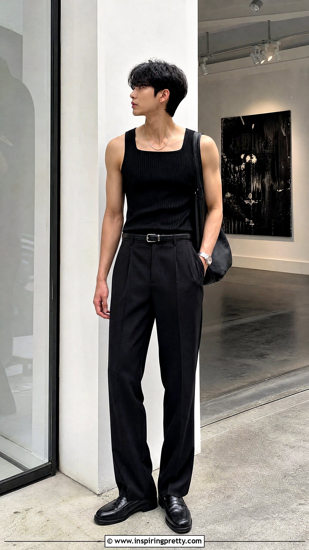 Black Square Tank Top Monochrome Outfit - 25 Square Tank Top Men outfit ideas