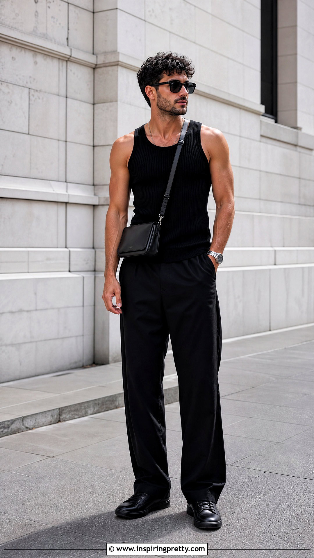 Black String Tank Top With Black Pants - 25 String Tank Top Men outfit ideas