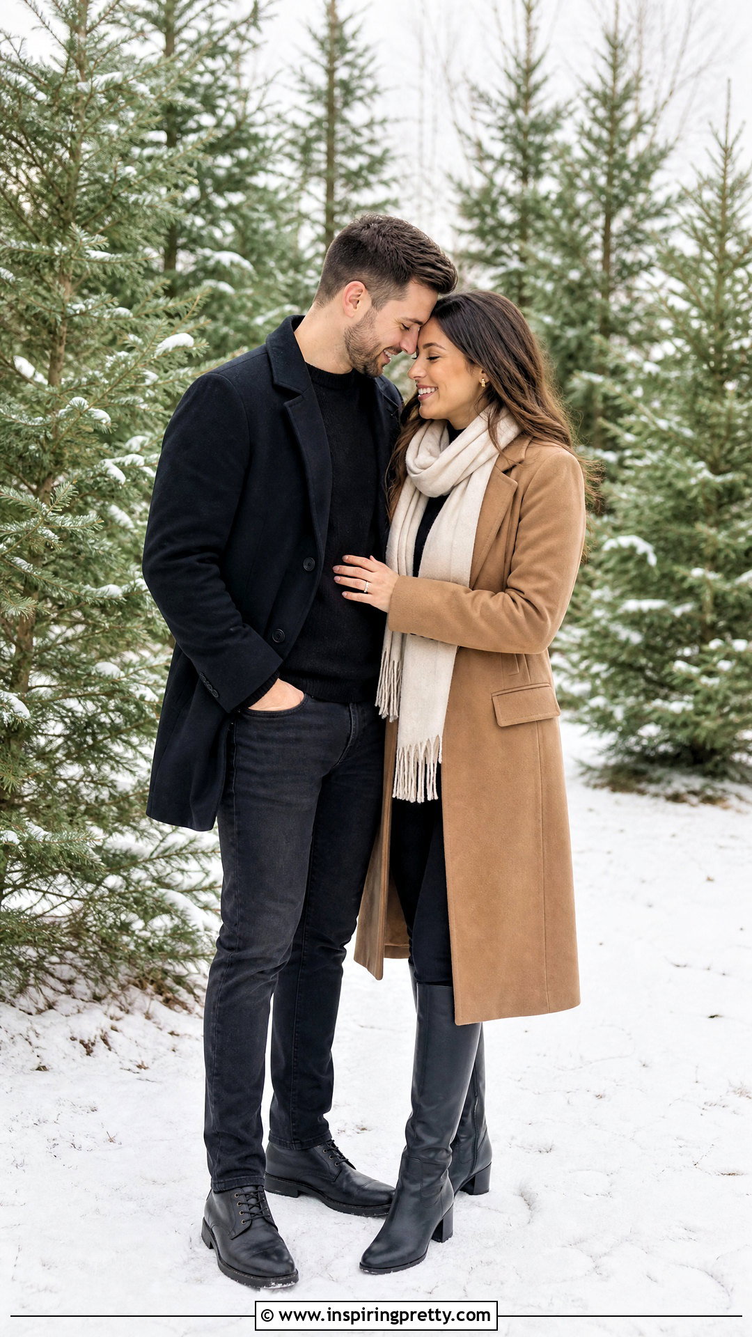 Black Sweater And Slim Jeans Engagement Outfit - 25 black top and jeans engagement photos