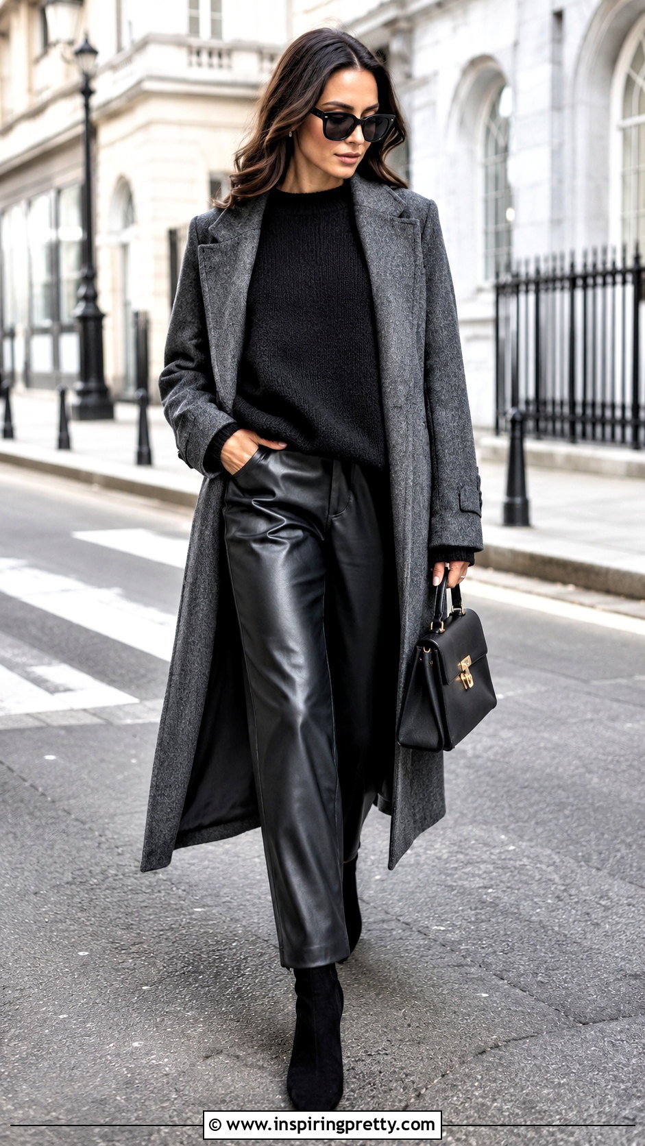 Black Sweater With Faux Leather Pants - 50 black tops for women