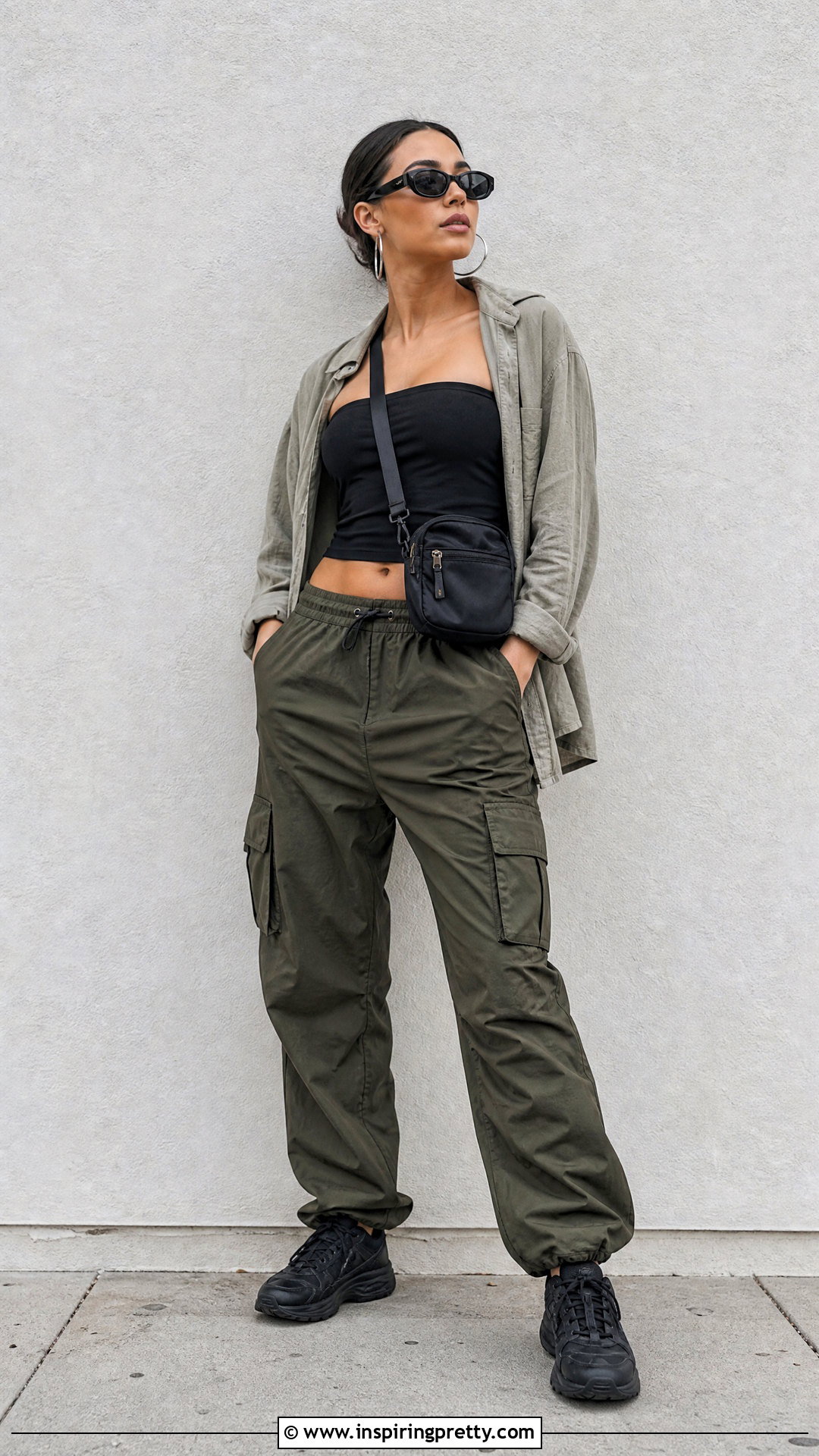 Black T Shirt Tube Top With Cargo Pants - 20 tube top out of tshirt diy outfit ideas
