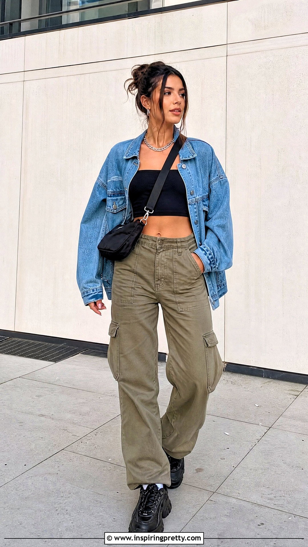 Black T Shirt Tube Top With Cargo Pants - 20 t shirt tube top diy outfit ideas