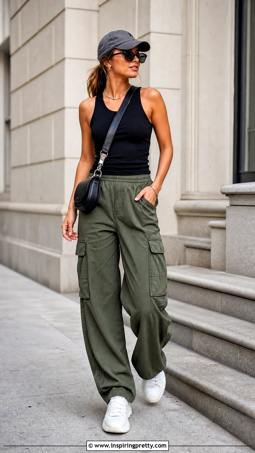 Black Tank Top And Cargo Pants Outfit - 50 pap cewe tank top outfit ideas