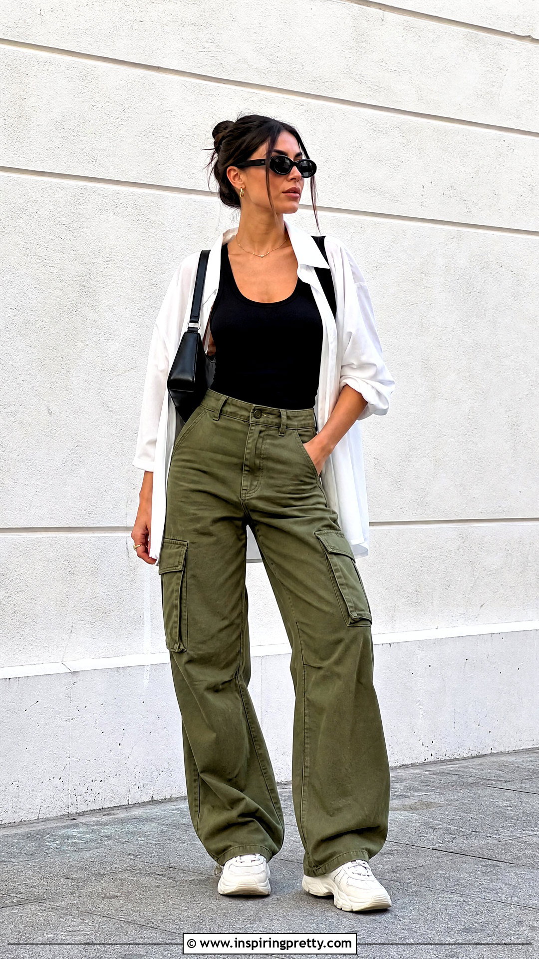 Black Tank Top And Cargo Pants Outfit - 20 casual tops outfit ideas
