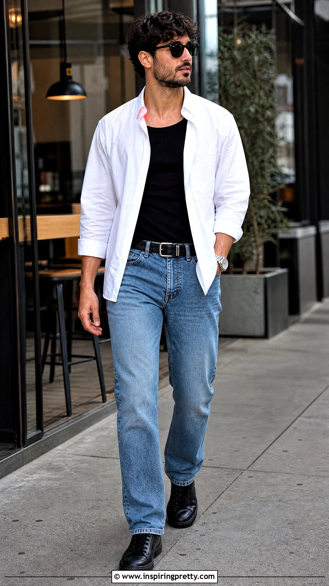 Black Tank Top And White Button Up Shirt With Jeans - 25 Tank Top And Button Up Shirt Men outfit ideas