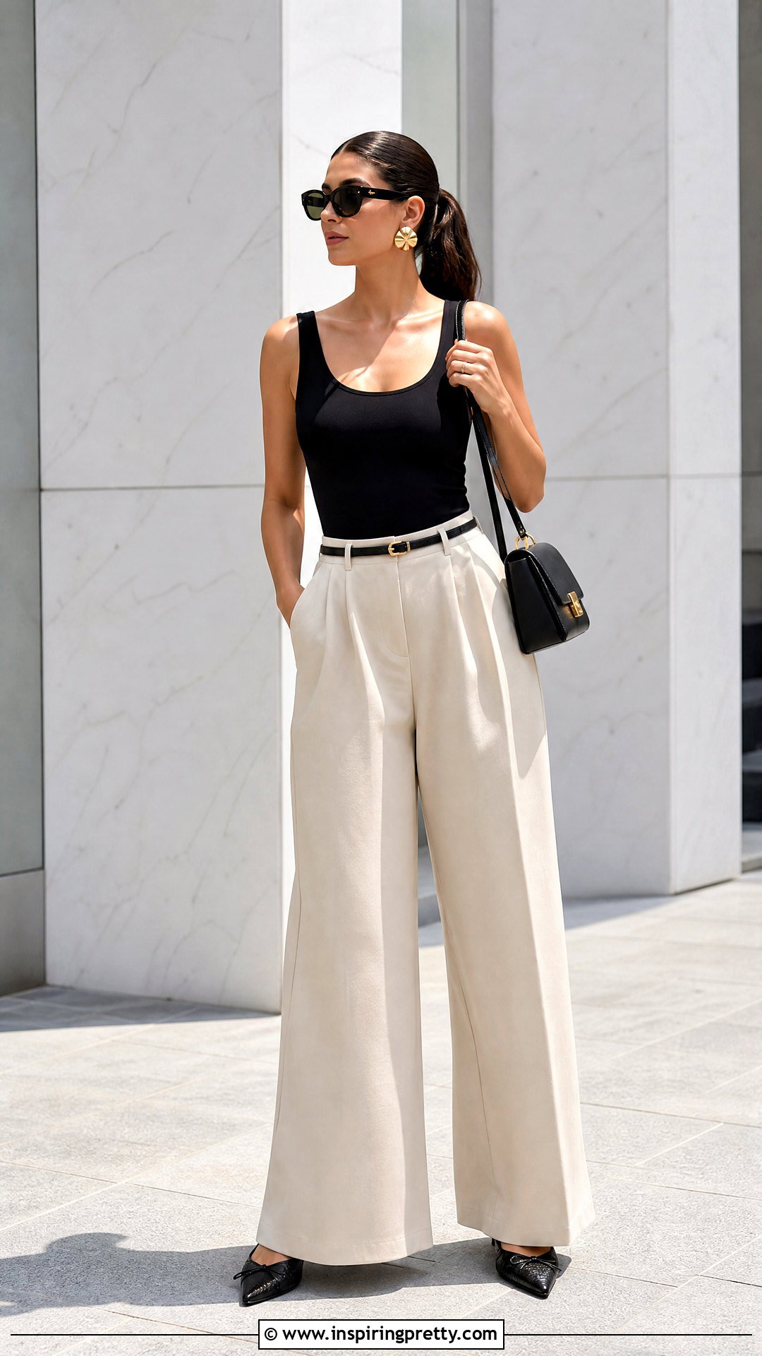 Black Tank Top And Wide Leg Pants Outfit - 20 bulletproof tank top outfit ideas