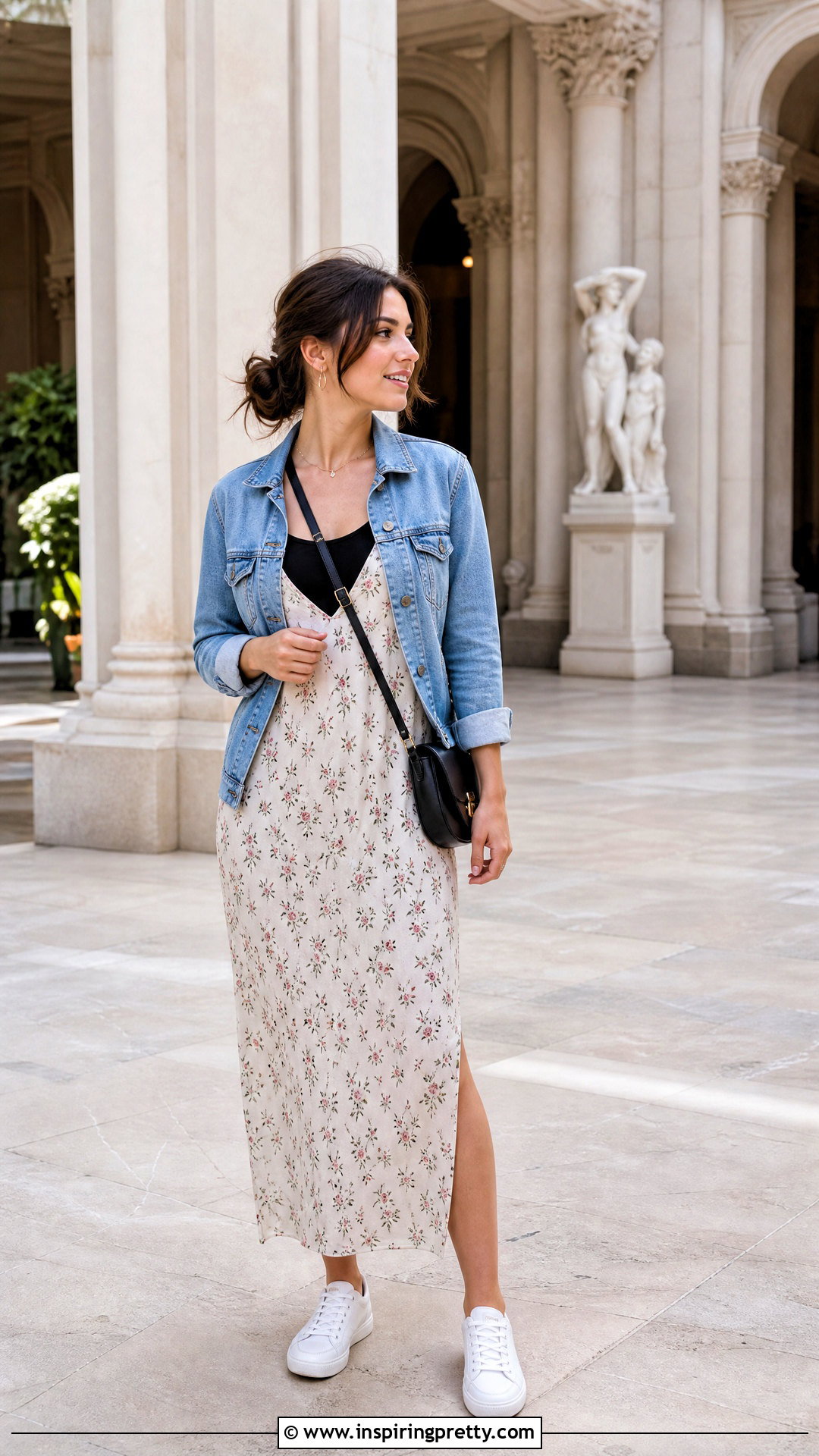 Black Tank Top Under A Slip Dress With Sneakers - 50 black tank top outfit ideas