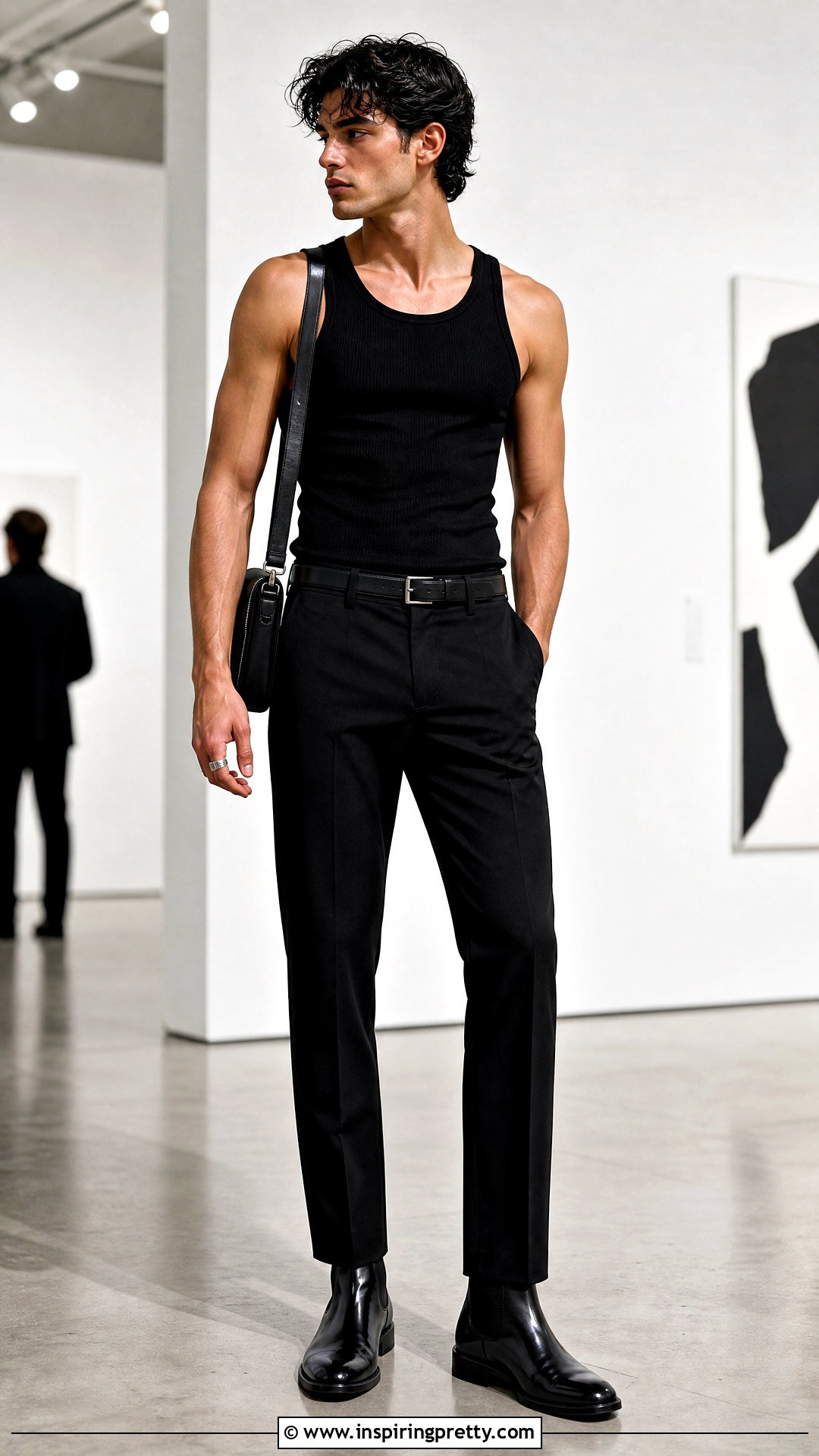 Black Tank Top With Black Dress Pants And Chelsea Boots - 25 Tank Top And Dress Pants Men