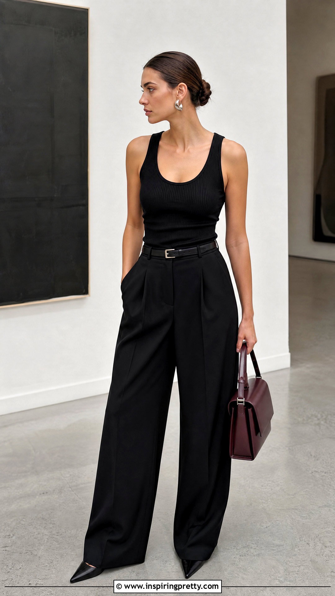 Black Tank Top With Black Wide Leg Pants - 50 black tank top outfit ideas