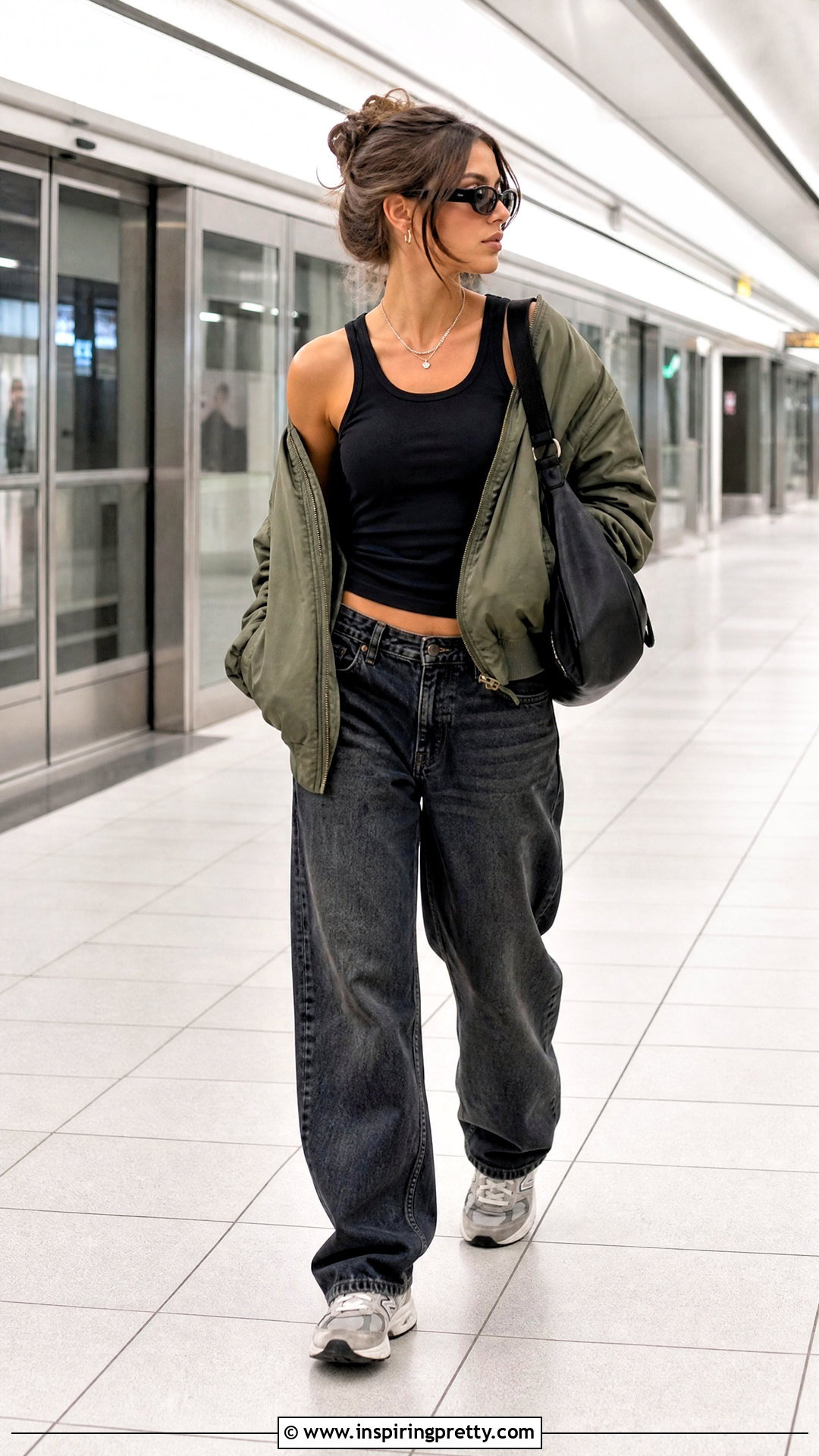 Black Tank Top With Bomber Jacket - 50 black tank top outfit aesthetics