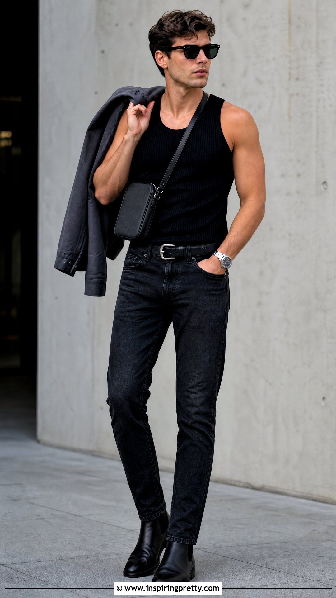 Black Tank Top With Dark Wash Slim Jeans - 25 Black Tank Top And Jeans Men